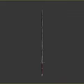 Long Slender Decorative Sword With Red Accents And Metallic Hilt