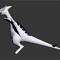 3D Rendered Fantasy Bird Model Standing With White Feathers Blue Tail And Outstretched Wings
