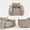 Light Gray Modern Minimalist Single Sofa With Comfortable Armrests Design 3d model