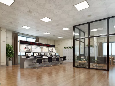 modern monitoring room 3d model