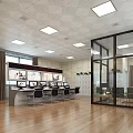 Modern Monitoring Room Interior With Multiple Screens Control Desk And Office Chairs Setup