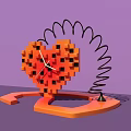 Pixel Art Heart Shaped Clock With Orange Design Black Spring And Purple Background