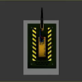 Industrial Equipment With Yellow Rotating Component Green Base Black Handle And Warning Stripes
