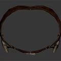 Brown Leather Belt With Metal Buckle And Adjustable Straps And Loops
