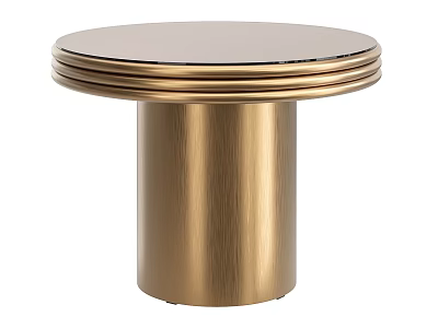 Modern Golden Coffee Table With Round Top Cylindrical Base And Sleek Metal Design 3d model