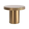 Modern Golden Coffee Table With Round Top Cylindrical Base And Sleek Metal Design