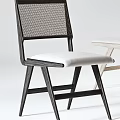 Modern Design Accent Chairs With Black And Light Wood Frame Woven Backrest And Padded Seat