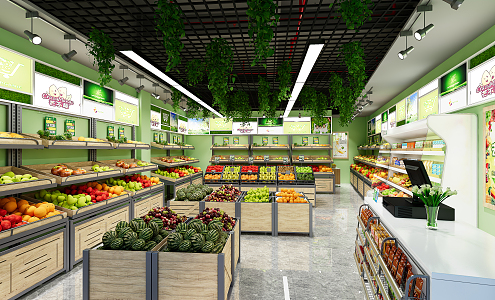 Modern Fruit Shop 3d model