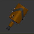 Orange Robot Character With Gray Stripe Blue Legs And Mechanical Details