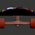 Stylish Daily Use Skateboard With Red Flame Pattern Red Wheels And Decorative Design