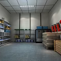 Spacious Storage Room Interior With Organized Shelves Freezers And Natural Lighting