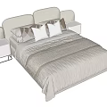 Elegant Modern Double Bed With Quilted Bedspread Decorative Pillows And Nightstand 3d model