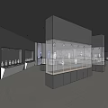 Contemporary Exhibition Hall Interior With Glass Display Cases And Illuminated Exhibits