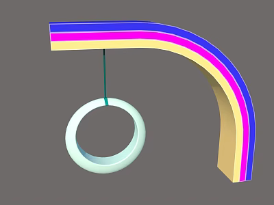 Playground Equipment With Curved Structure And Colorful Stripes Featuring Hanging Circular Ring 3d model