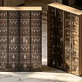 Modern Wooden Wine Cabinet With Glass Doors And Wine Glasses Storage