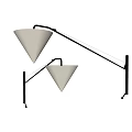 Modern Wall Lamp With Black Metal Arm And Triangular White Shades 3d model