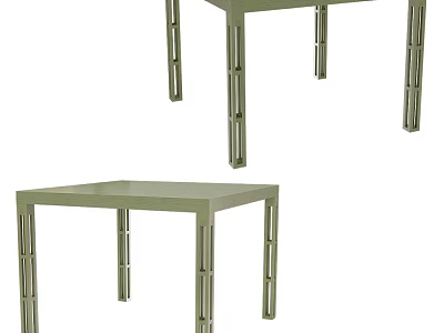 Modern Square Dining Table With Smooth Metal Surface And Tubular Leg Design 3d model