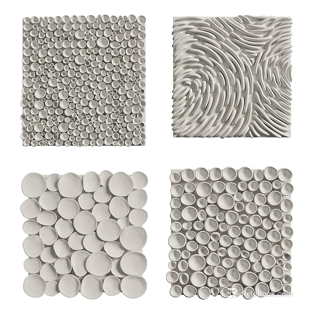Different Styles Of Textured Decorative Wall Panels With Circular Patterns 3d model 
