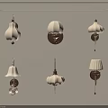 Decorative Wall Lamps With Multiple Designs White Shades And Brown Bases Mounted On Wall