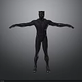 Black Panther 3D Character Model Standing With Arms Outstretched In Dark Suit
