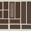 Dark Brown Wooden Door Panels With Diverse Designs And Decorative Details