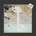 3D Beach Scene Model With Palm Trees Pier Water And Rocks