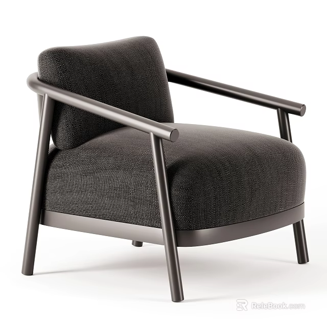 Modern Dark Gray Upholstered Single Sofa With Metal Frame And Sleek Design 3d model 