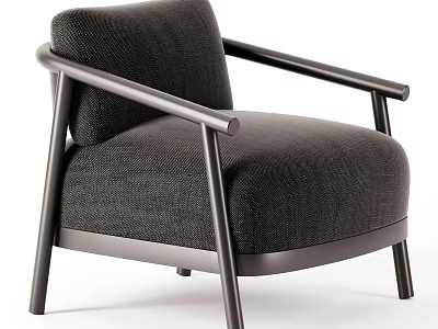 Modern Dark Gray Upholstered Single Sofa With Metal Frame And Sleek Design 3d model