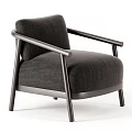 Modern Dark Gray Upholstered Single Sofa With Metal Frame And Sleek Design 3d model