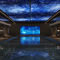 Indoor Swimming Pool With Starry Sky Ceiling And Large Screen 3d model