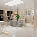 Modern Clothing Store Interior With Fashion Displays Hanging Clothes And Plants