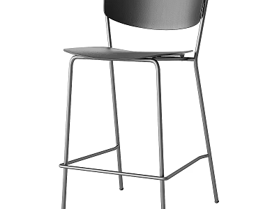 Modern Black Bar Stool With Metal Frame And Backrest For Kitchen 3d model