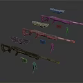 Detailed Military Tactical Weapon Models With Sniper Rifles And Miniature Figures