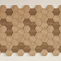Modern Hexagonal Wooden Block Wall Decor with Light and Dark Brown Geometric Pattern 3d model