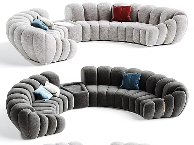 Modern Irregular Shaped Sofa Design With Comfortable Pillows And Unique Curves 3d model