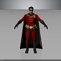 Detailed 3D Rendered Superhero Character In Red Costume With Yellow Belt And Black Cape