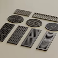 Black Drain Grilles With Various Shapes And Patterned Designs For Home Use 3d model