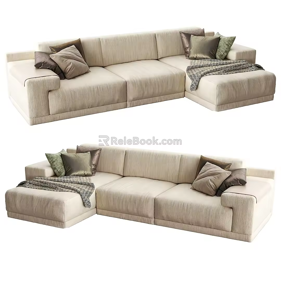 Multi-person Sofa Fabric Multi-person Sofa Fabric Pillow 3d model