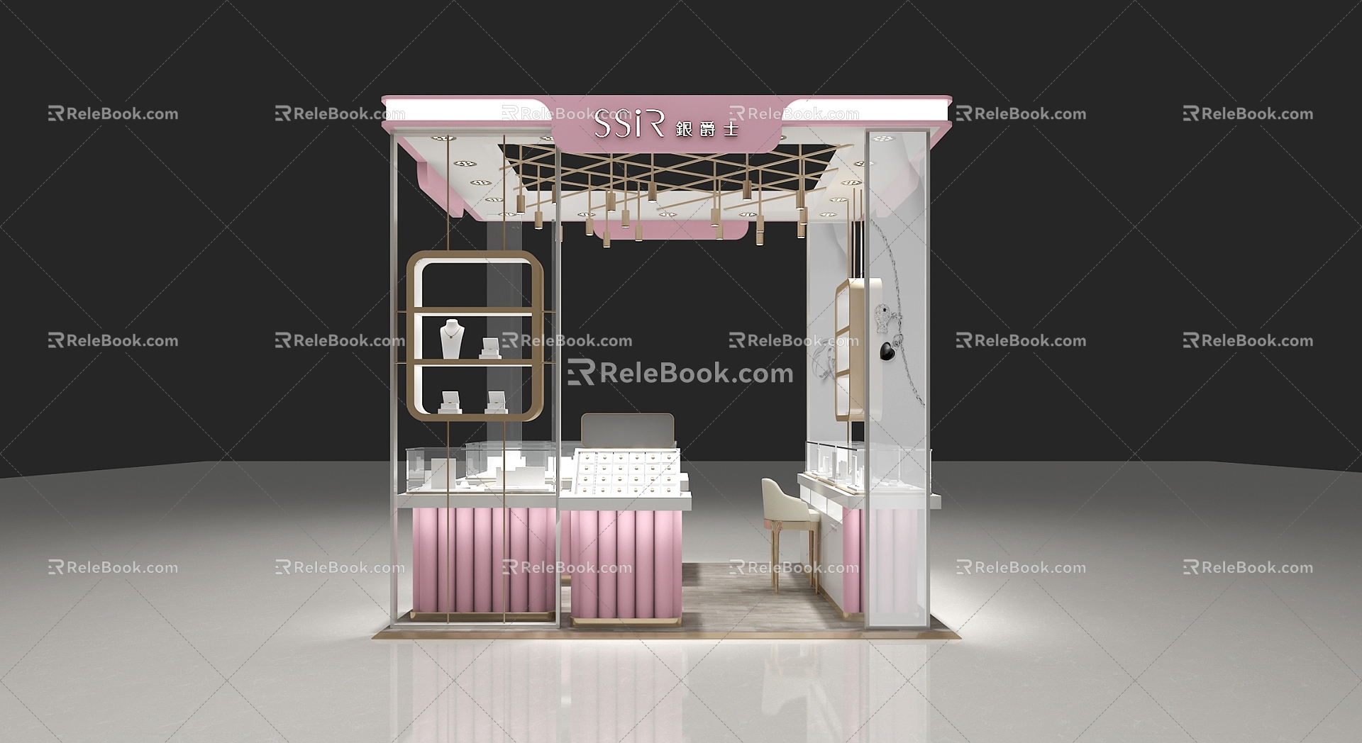 Cream Style Silver Jewelry Shop 3d model