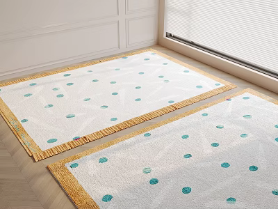 Square Rugs With Polka Dots And Gold Trim In Living Room 3d model