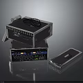 Stacked Electronic Equipment Rack Cases With Cables Knobs Interfaces And Control Panel