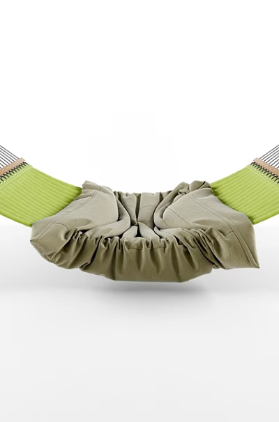 Green And Beige Hammock With Soft Fabric Cushion In Suspended Design 3d model