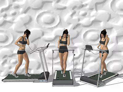Various Sports Equipment Treadmills for Women Doing Home Fitness Exercises 3d model