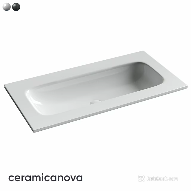White Rectangular Ceramic Washbasin With Sleek Modern Design For Bathroom 3d model 