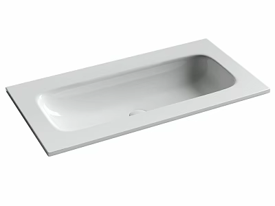 White Rectangular Ceramic Washbasin With Sleek Modern Design For Bathroom 3d model