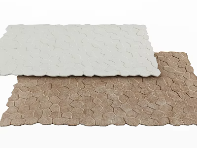 Stylish Rugs With Geometric Pattern In White And Brown 3d model