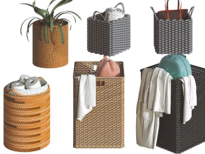 Versatile Woven Storage Baskets For Home Organization 3d model