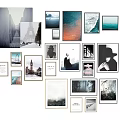 Creative Photo Wall Display With Various Frames City Landscapes And Nature Scenes