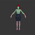 Professional Business Woman Wearing White Shirt Black Skirt Standing with Arms Outstretched Against Grey Background