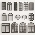 Curved window combination floor-to-ceiling window round window casement window aluminum alloy window 3d model